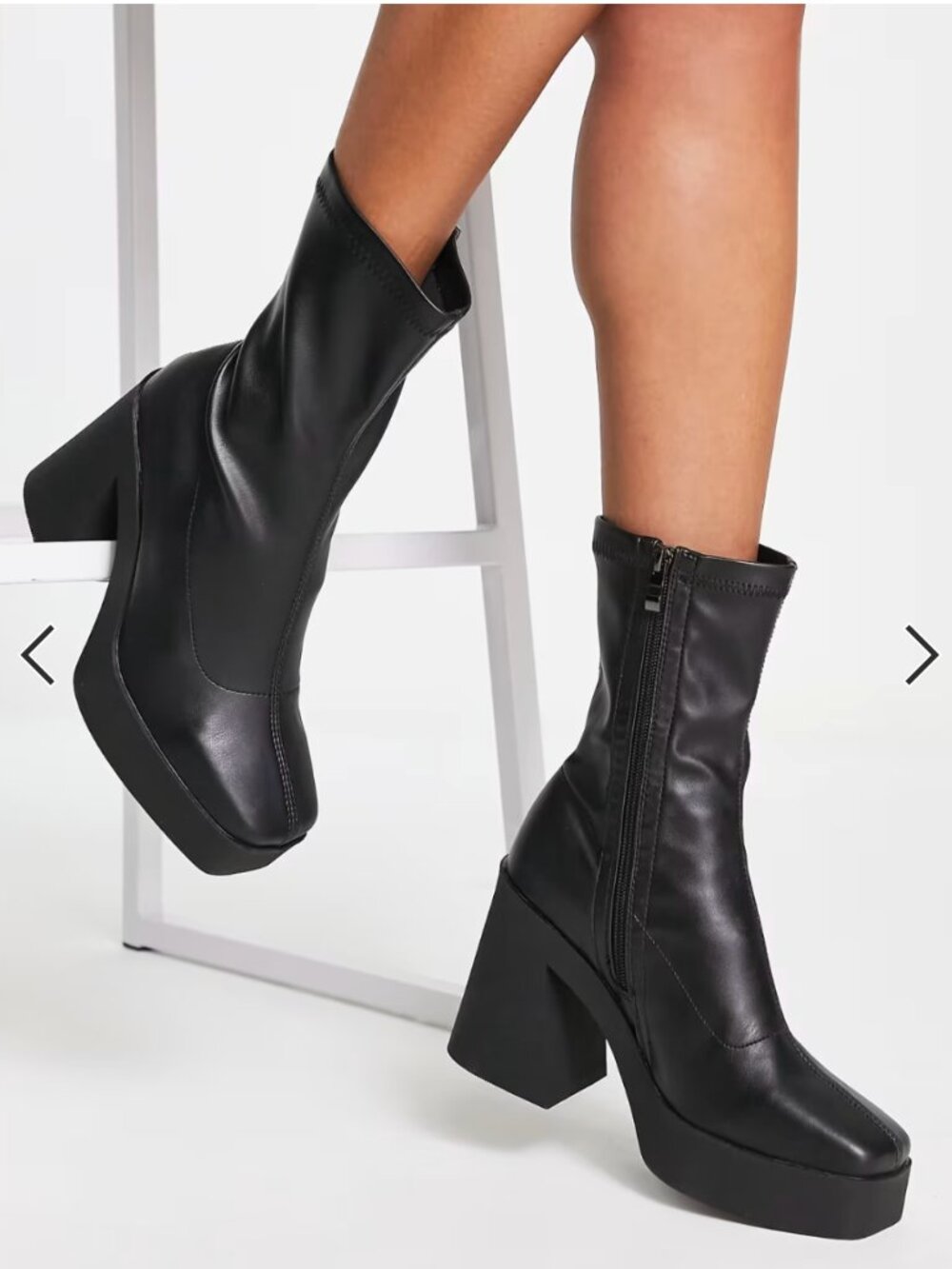 Public Desire Be mine high heeled sock boots in black stretch
